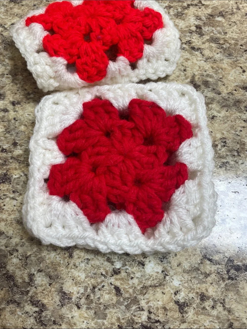 Vintage Handmade Crochet Granny Square Coasters. Lot of 6.